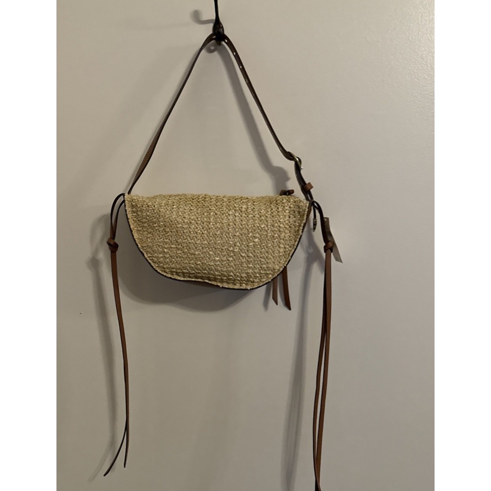 Anthropologie Dolce Vita Monaco Raffia Shoulder Bag Natural Straw Tan Purse NWT
